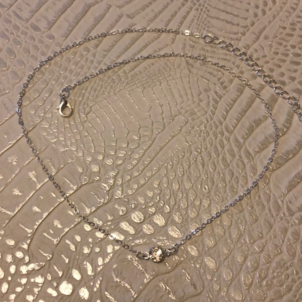 Silver Diamond Rhinestone Necklace - Picture 2 of 3